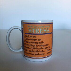 Vintage Funny Work Mug: How to Cope with Stress Coffee Cup